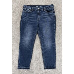 Old Navy Boyfriend Jeans Womens 8 Blue Vina Wash Mid Rise Crop Released Raw Hem